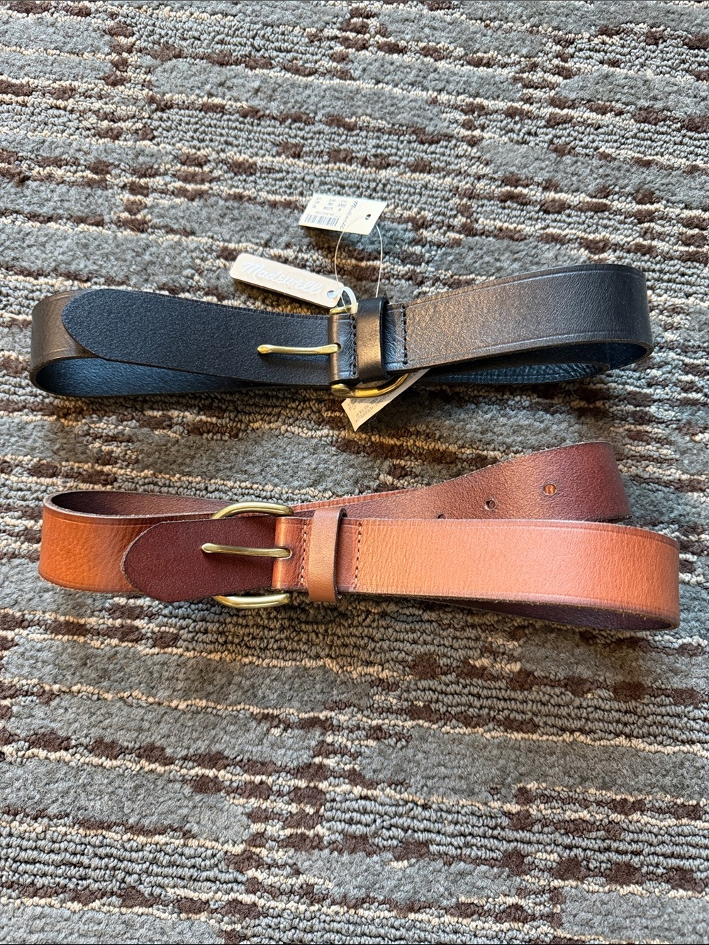 Madewell Leather Belts with Brass Buckles - Black & Brown size M